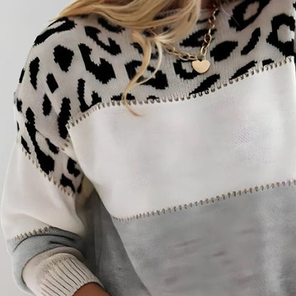 Pull décontracté en coton, motif léopard, confort d'automne