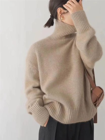 Pull en cachemire col montant, confort et élégance pour l'automne