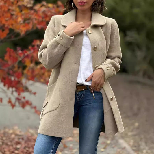 manteau oversized en tissu de qualité avec détails élégants, automne