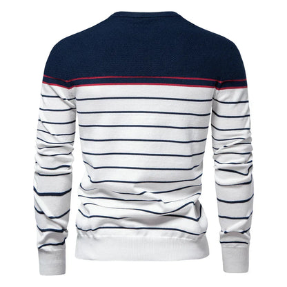 Pull pour homme à rayures en coton léger, idéal pour le printemps