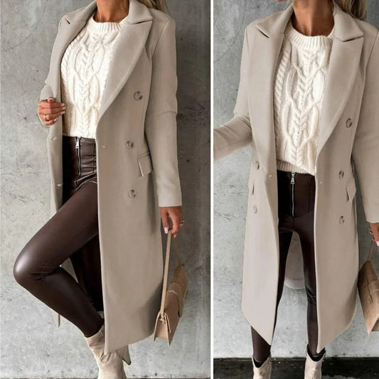 Manteau long en laine, élégant et confortable pour l'automne-hiver