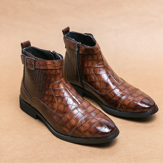 bottines en cuir synthétique confortables avec boucle pour l'automne