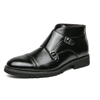 bottes en cuir synthétique à double boucle pour un confort élégant
