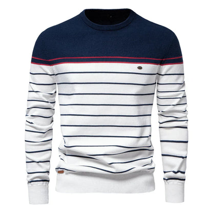 Pull pour homme à rayures en coton léger, idéal pour le printemps
