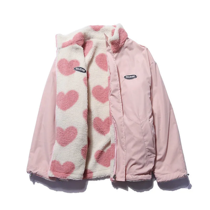 manteau réversible en forme de cœur, doux et élégant pour l'hiver