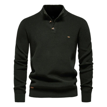 Pull pour homme en laine avec design à boutons, confortable et élégant