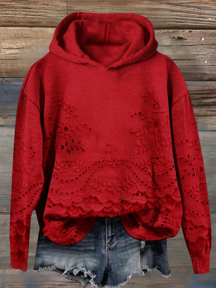 sweatshirt doux à imprimé floral pour un confort automnal élégant