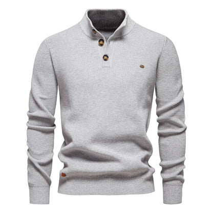 Pull pour homme en laine avec design à boutons, confortable et élégant