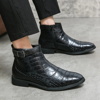 bottines en cuir synthétique confortables avec boucle pour l'automne
