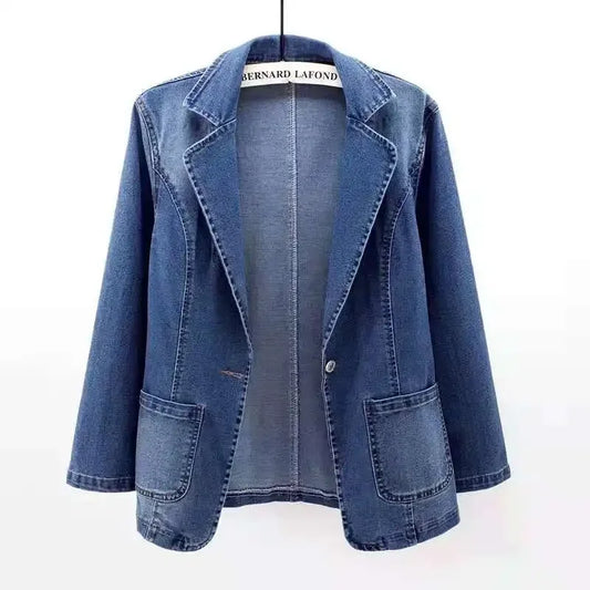 blazer en denim de coton pour un confort élégant en automne