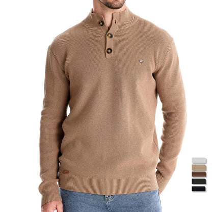 Pull pour homme en laine avec design à boutons, confortable et élégant
