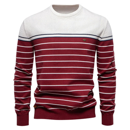 Pull pour homme à rayures en coton léger, idéal pour le printemps