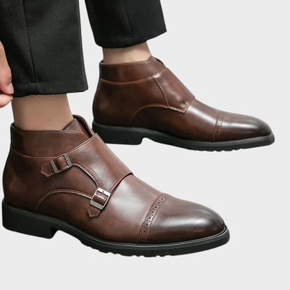 bottes en cuir synthétique à double boucle pour un confort élégant