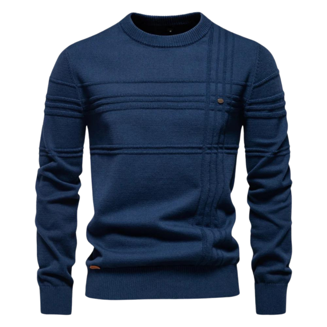 Pull élégant en laine à carreaux pour homme, idéal automne-hiver