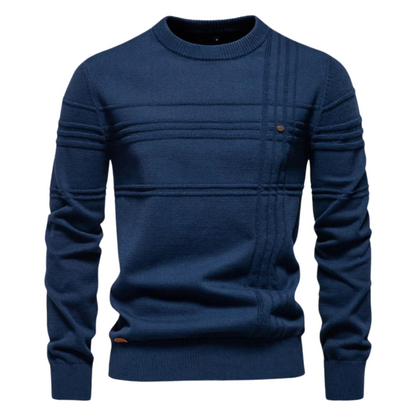 Pull élégant en laine à carreaux pour homme, idéal automne-hiver