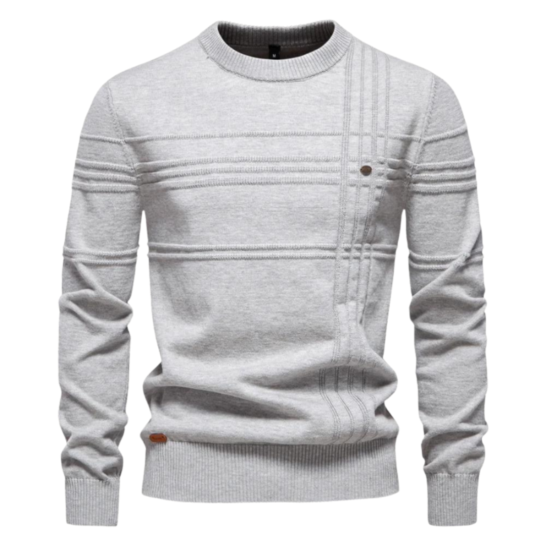 Pull élégant en laine à carreaux pour homme, idéal automne-hiver