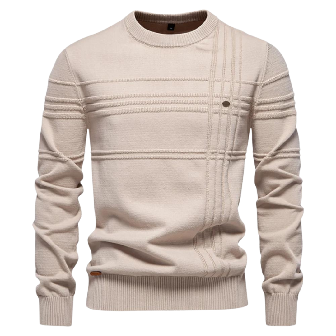 Pull élégant en laine à carreaux pour homme, idéal automne-hiver