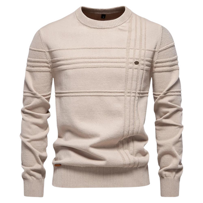 Pull élégant en laine à carreaux pour homme, idéal automne-hiver