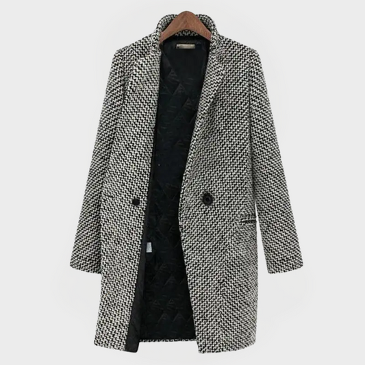 manteau long à rayures en laine, élégant et confortable pour l'hiver