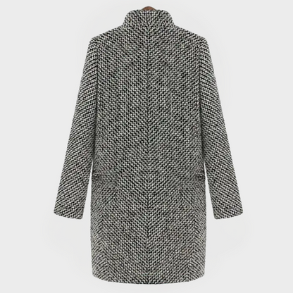 manteau long à rayures en laine, élégant et confortable pour l'hiver