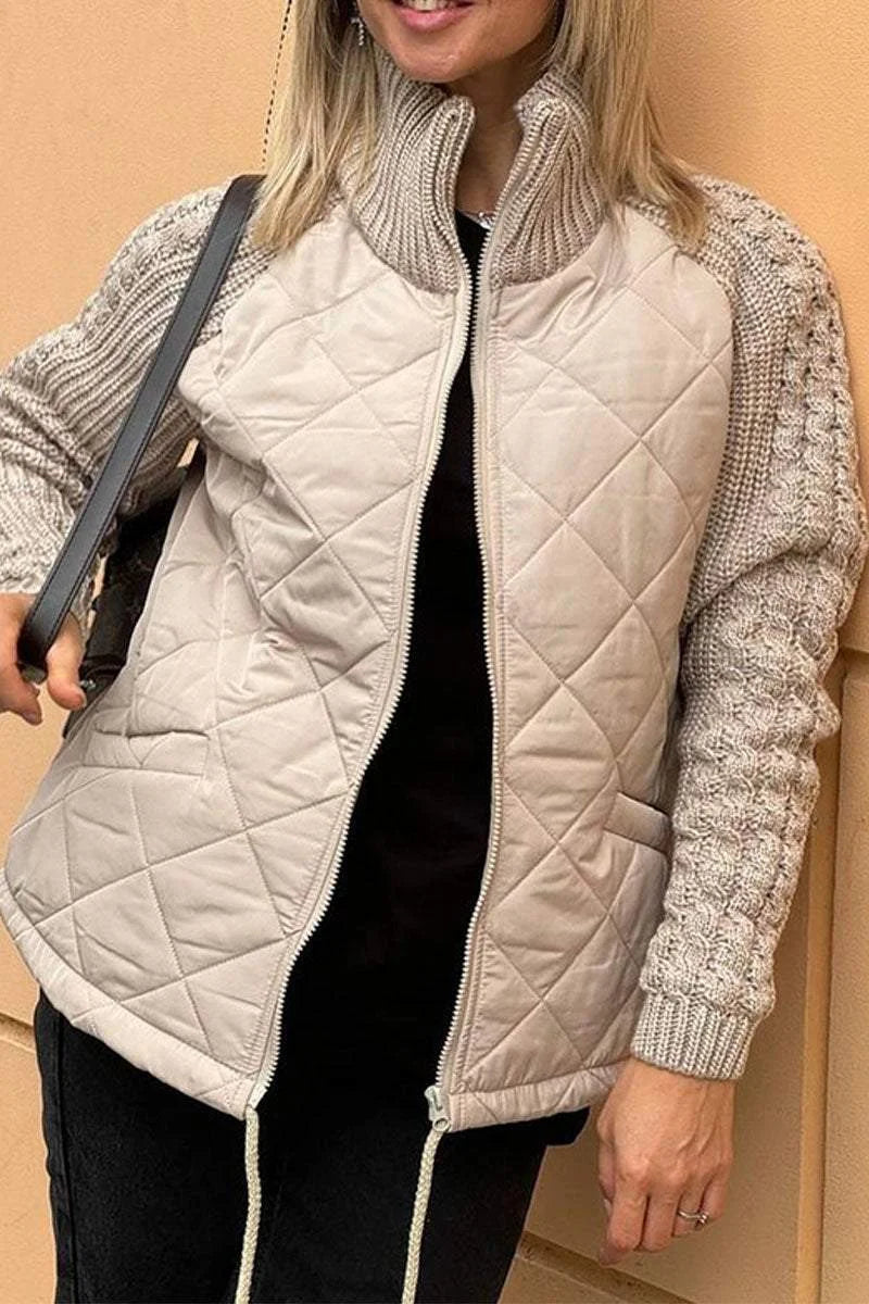 veste décontractée en coton patchwork, confort pour l'automne