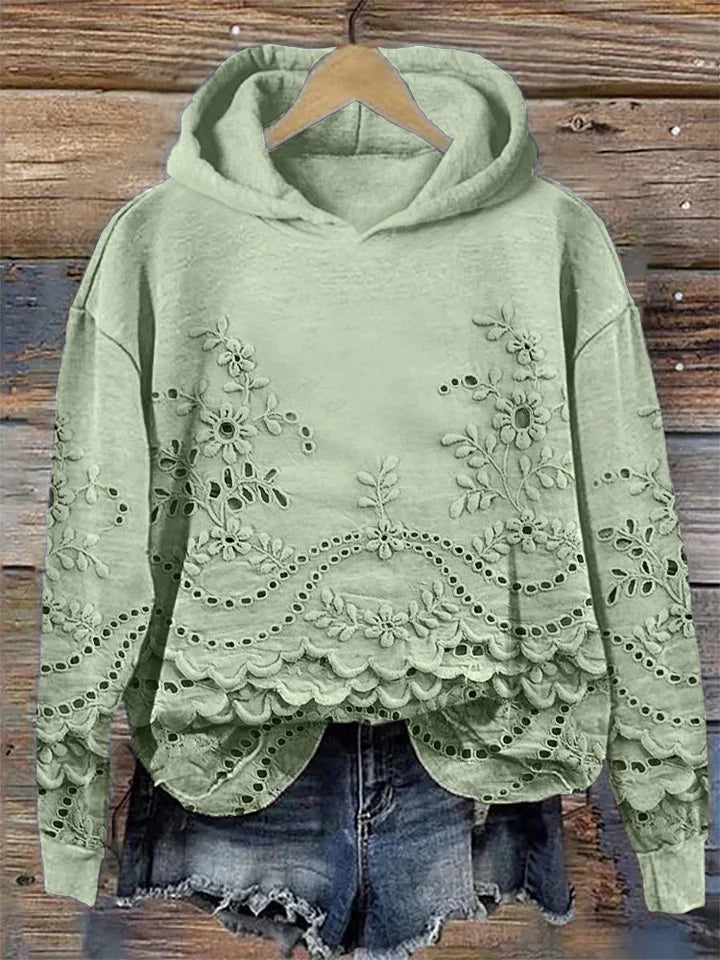 sweatshirt doux à imprimé floral pour un confort automnal élégant