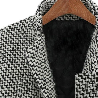 manteau long à rayures en laine, élégant et confortable pour l'hiver