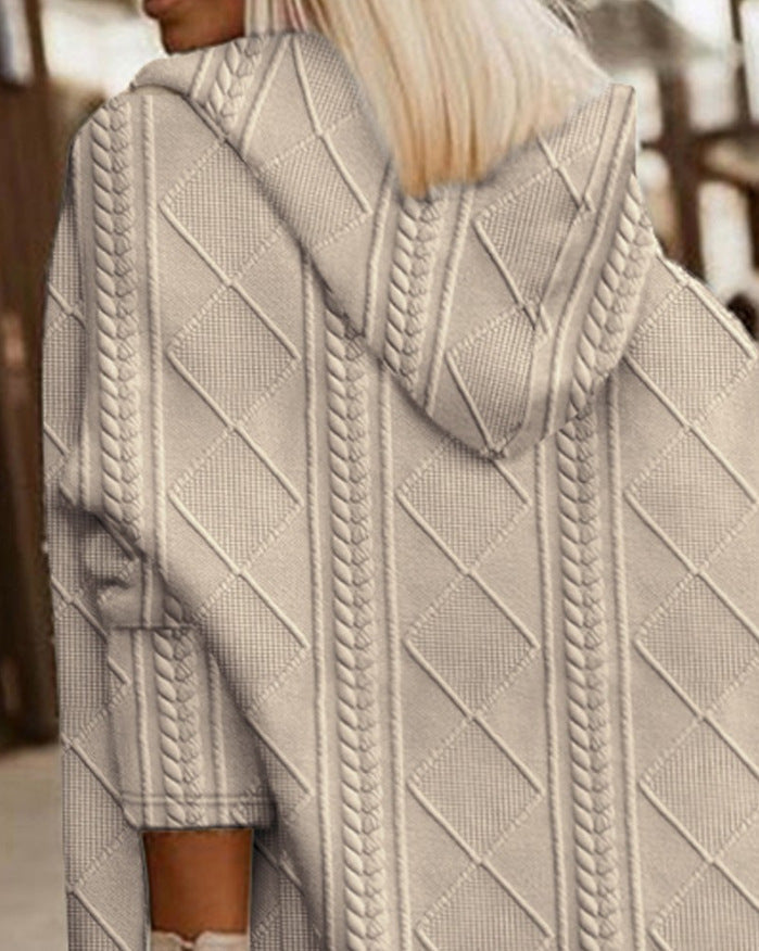 cardigan long à capuche en laine pour un confort élégant en automne