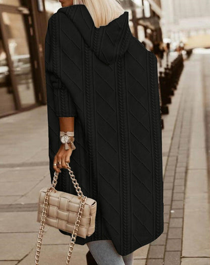 cardigan long à capuche en laine pour un confort élégant en automne