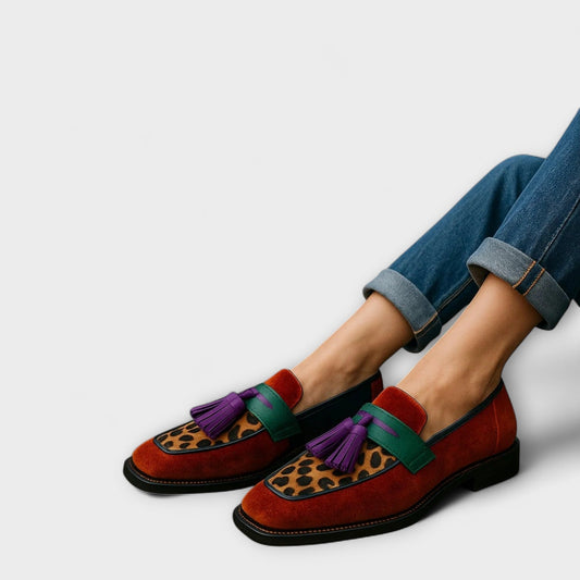 mocassins multicolores en cuir pour un confort élégant au quotidien