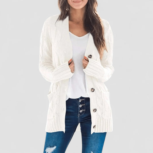 Cardigan douillet en tissu doux, confort idéal pour l'automne