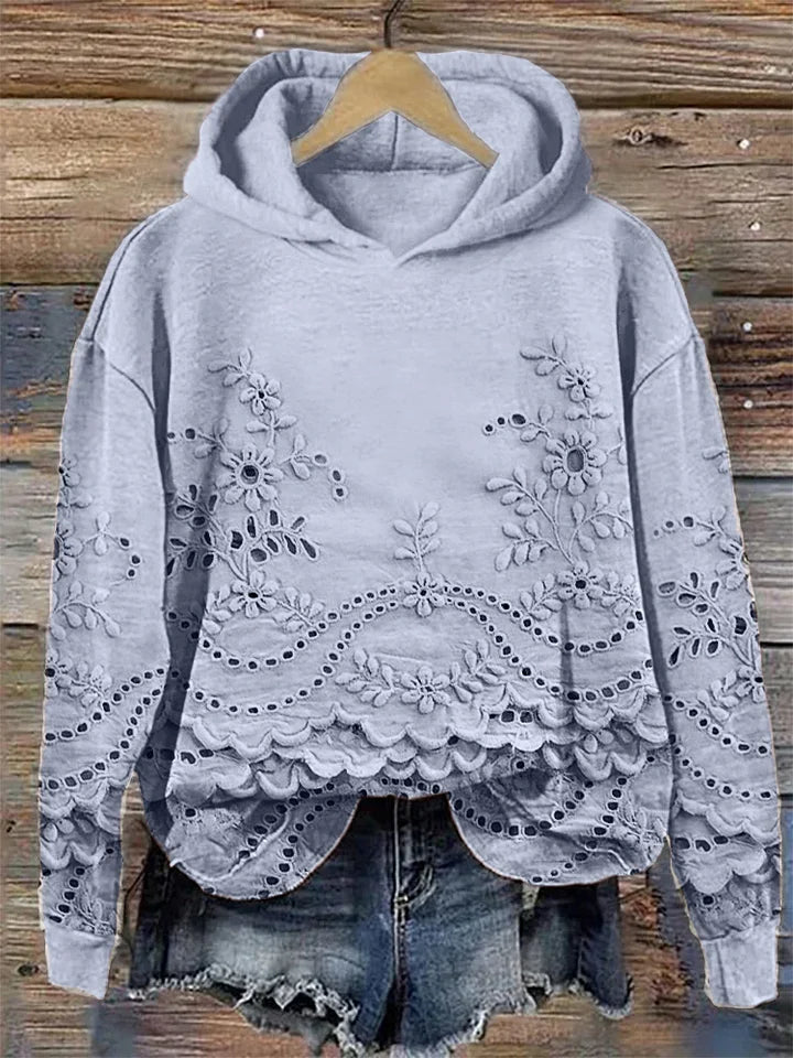 sweatshirt doux à imprimé floral pour un confort automnal élégant