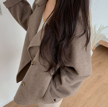 manteau à double boutonnage en laine, élégant et confortable pour l'hiver