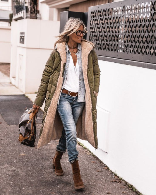 parka réversible chaude en sherpa pour un confort élégant cet hiver