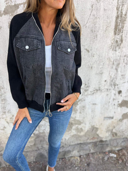 veste zippée casual en tissu doux pour un confort élégant automnal