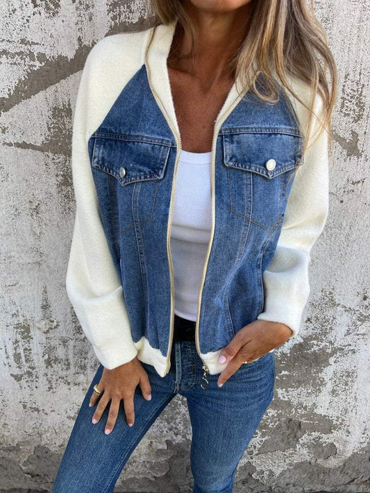 veste zippée casual en tissu doux pour un confort élégant automnal