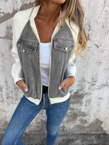 veste zippée casual en tissu doux pour un confort élégant automnal