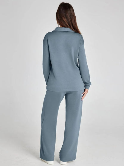 ensemble décontracté en deux pièces en tissu doux pour l'automne