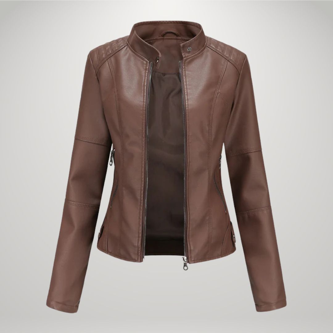 Veste de biker en cuir écologique, élégante et confortable toute l'année