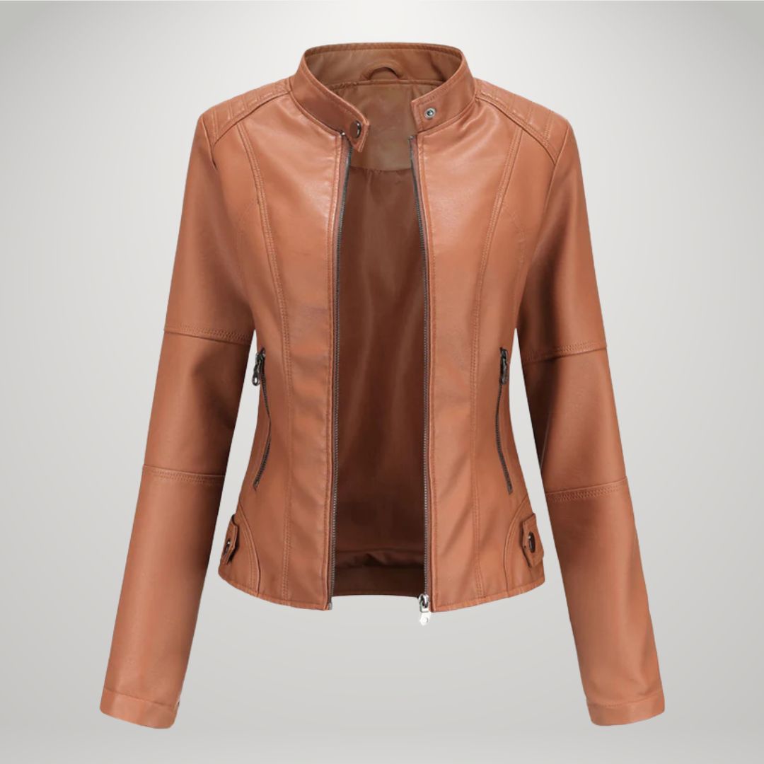 Veste de biker en cuir écologique, élégante et confortable toute l'année