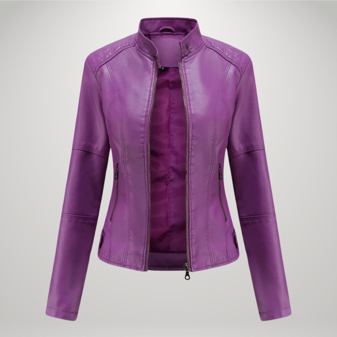 Veste de biker en cuir écologique, élégante et confortable toute l'année