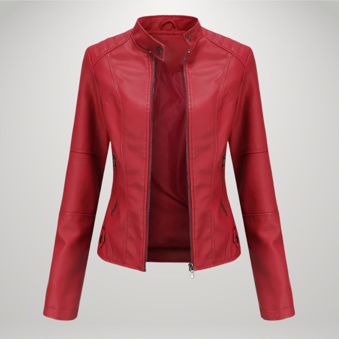 Veste de biker en cuir écologique, élégante et confortable toute l'année