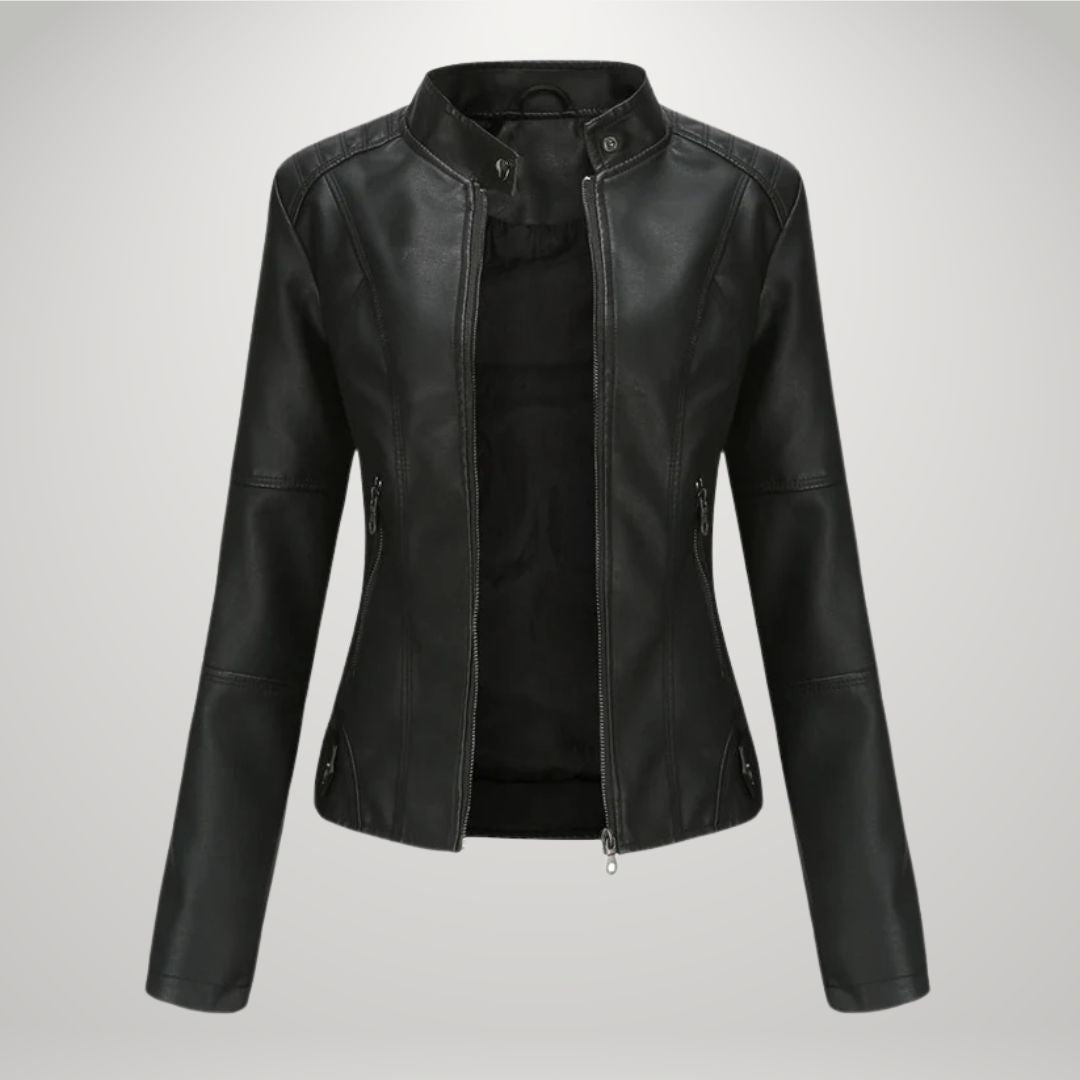 Veste de biker en cuir écologique, élégante et confortable toute l'année