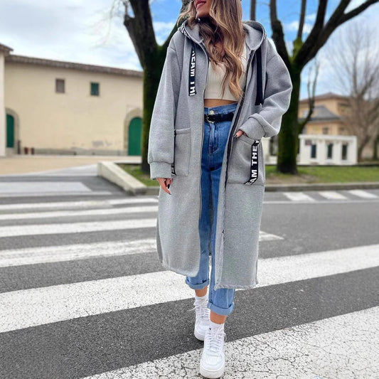 veste longue décontractée en tissu respirant pour un automne élégant