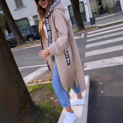 veste longue décontractée en tissu respirant pour un automne élégant
