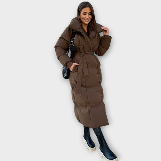 manteau long en tissu chaud avec ceinture pour un hiver élégant